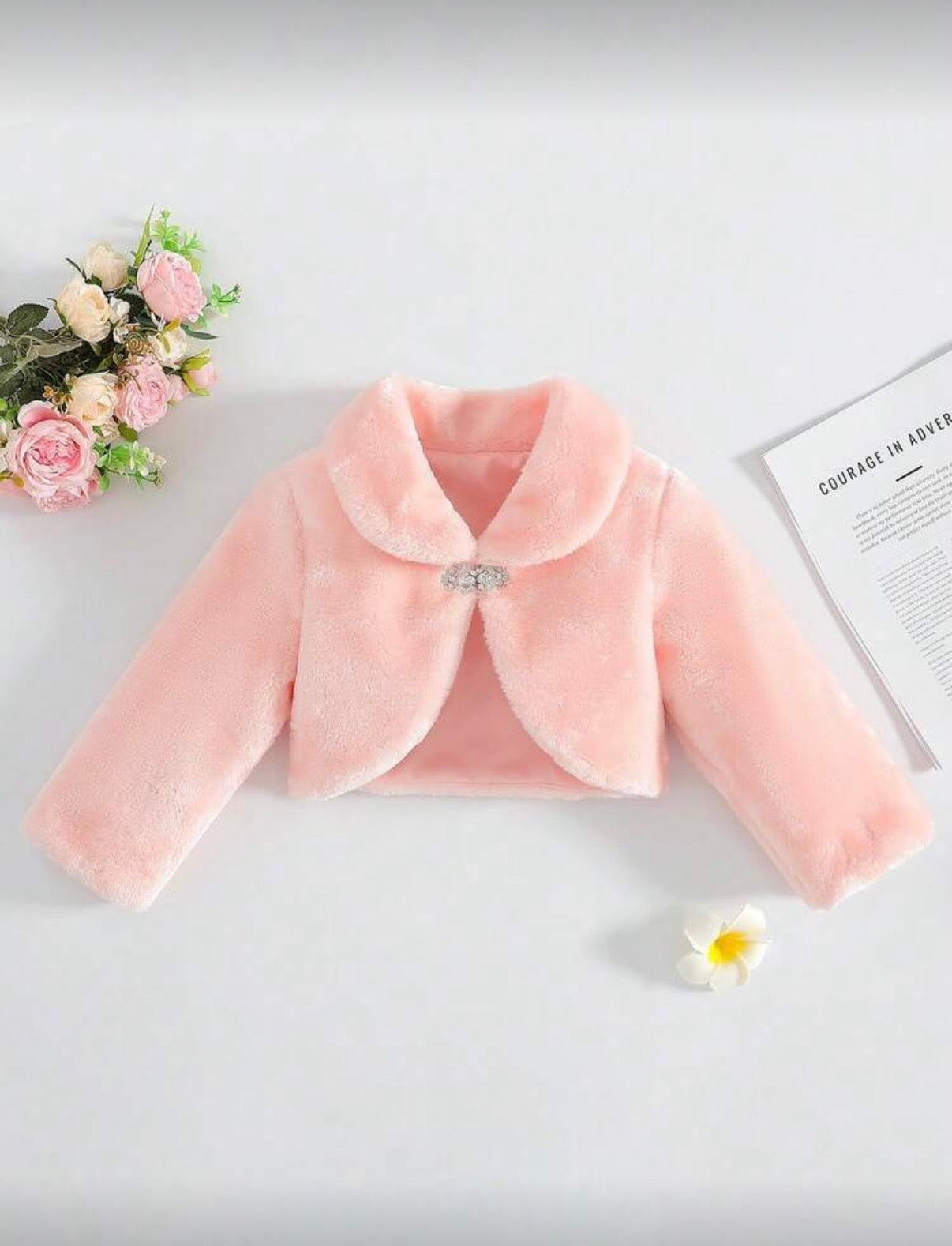 Bolero alb elegant din blanita ecologica pentru fete - Blanca
