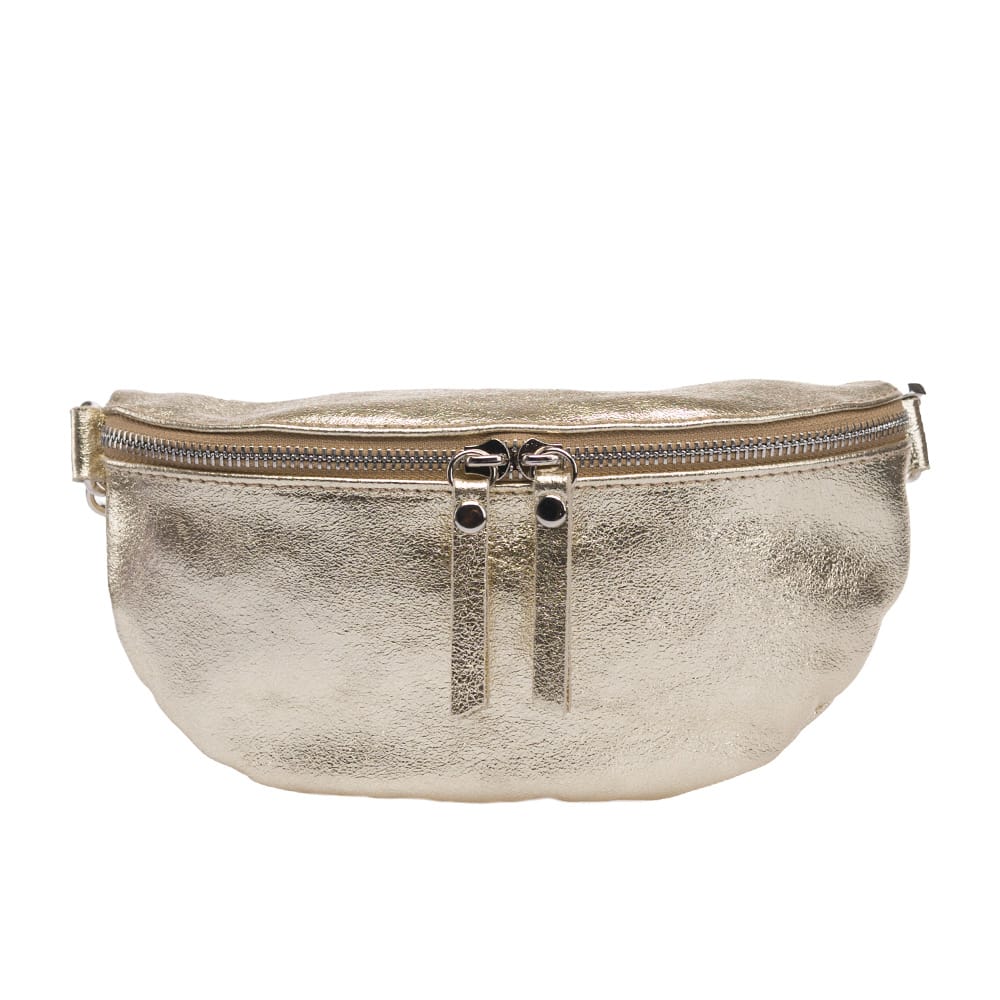 Borsetă damă din piele naturala auriu Waist Glam