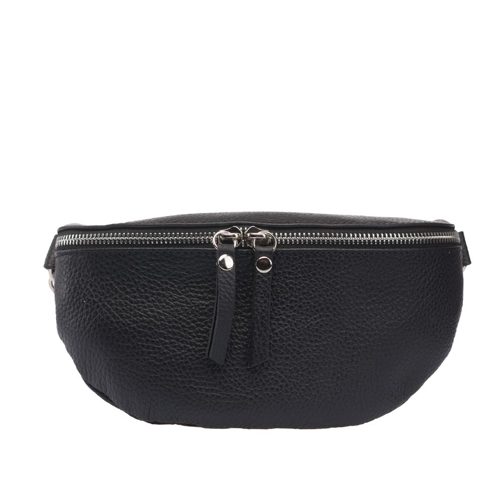 Borsetă damă din piele naturala neagra Waist Glam