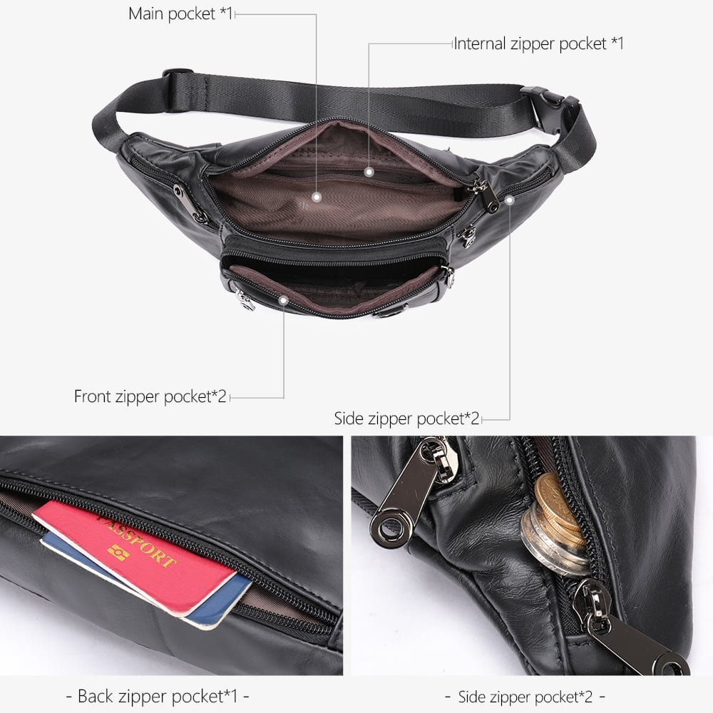Borseta pentru barbati, Iseron GT3801, piele naturala, model maro inchis - poza 5