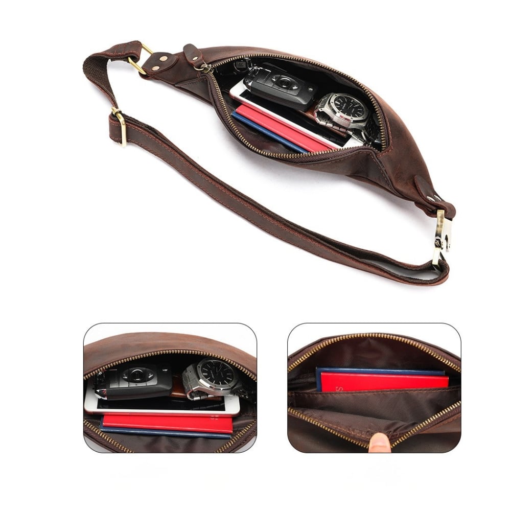 Borseta pentru barbati, Zevar GT3798, piele naturala, model maro - poza 4