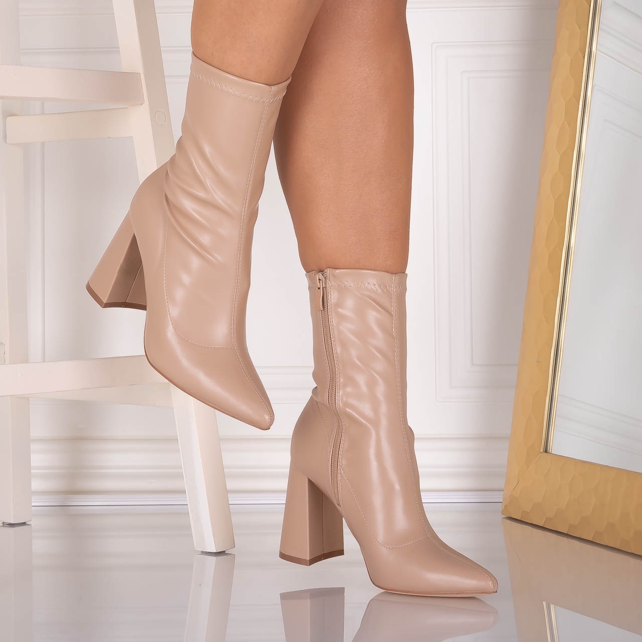 Botine dama Bej din Piele ecologica Rumia - poza 3
