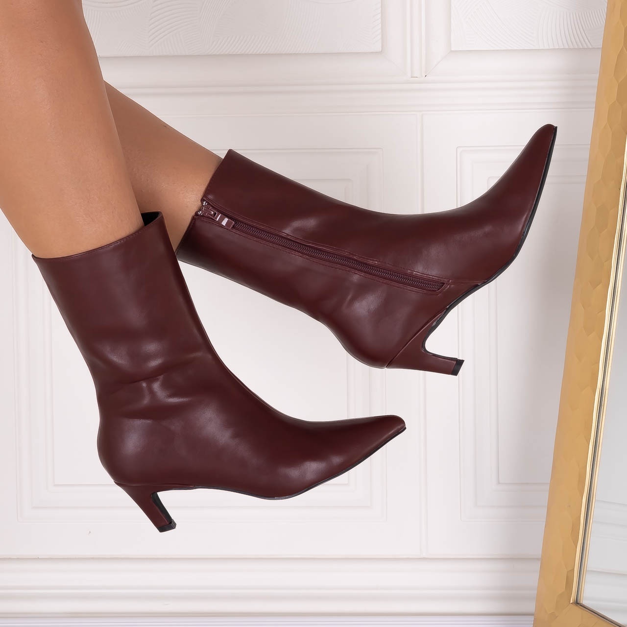 Botine dama Bordo din Piele Ecologica Loretta - poza 3