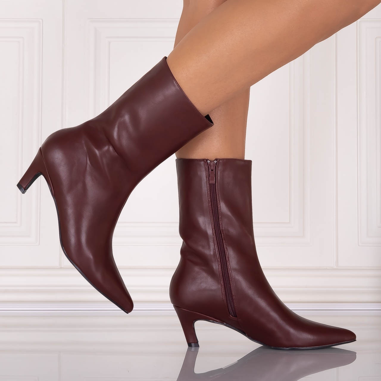 Botine dama Bordo din Piele Ecologica Loretta - poza 4