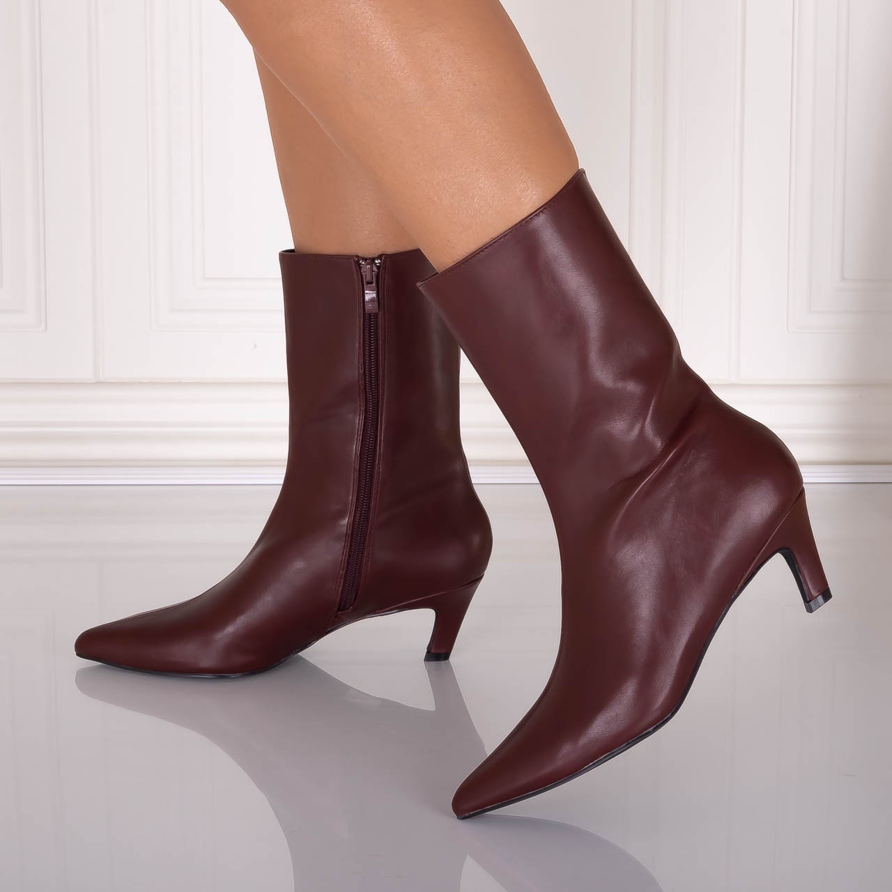 Botine dama Bordo din Piele Ecologica Loretta - poza 5