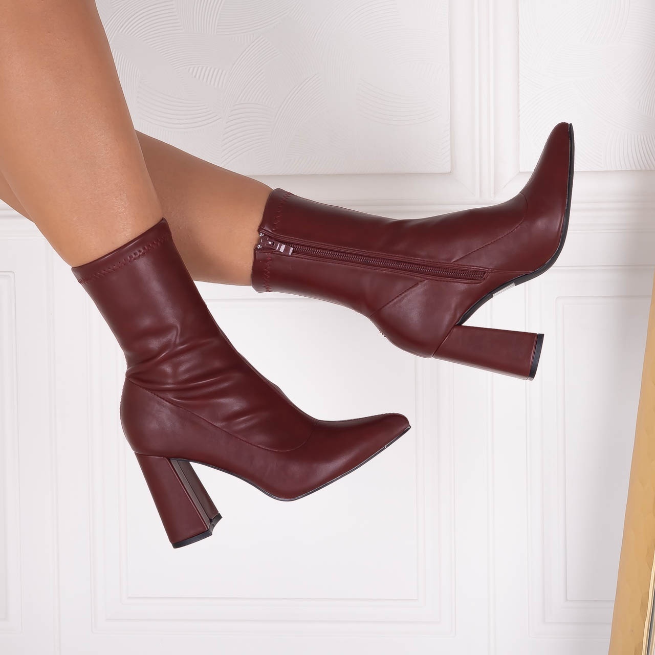 Botine dama Bordo din Piele ecologica Rumia - poza 2
