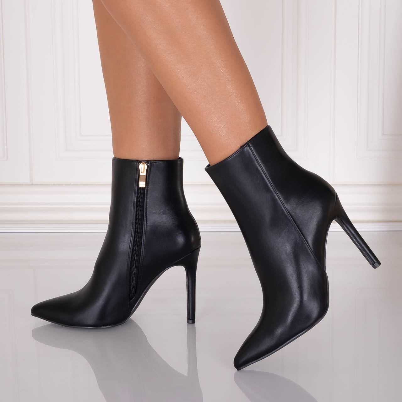 Botine dama Negre din Piele Ecologica Acovya - poza 5