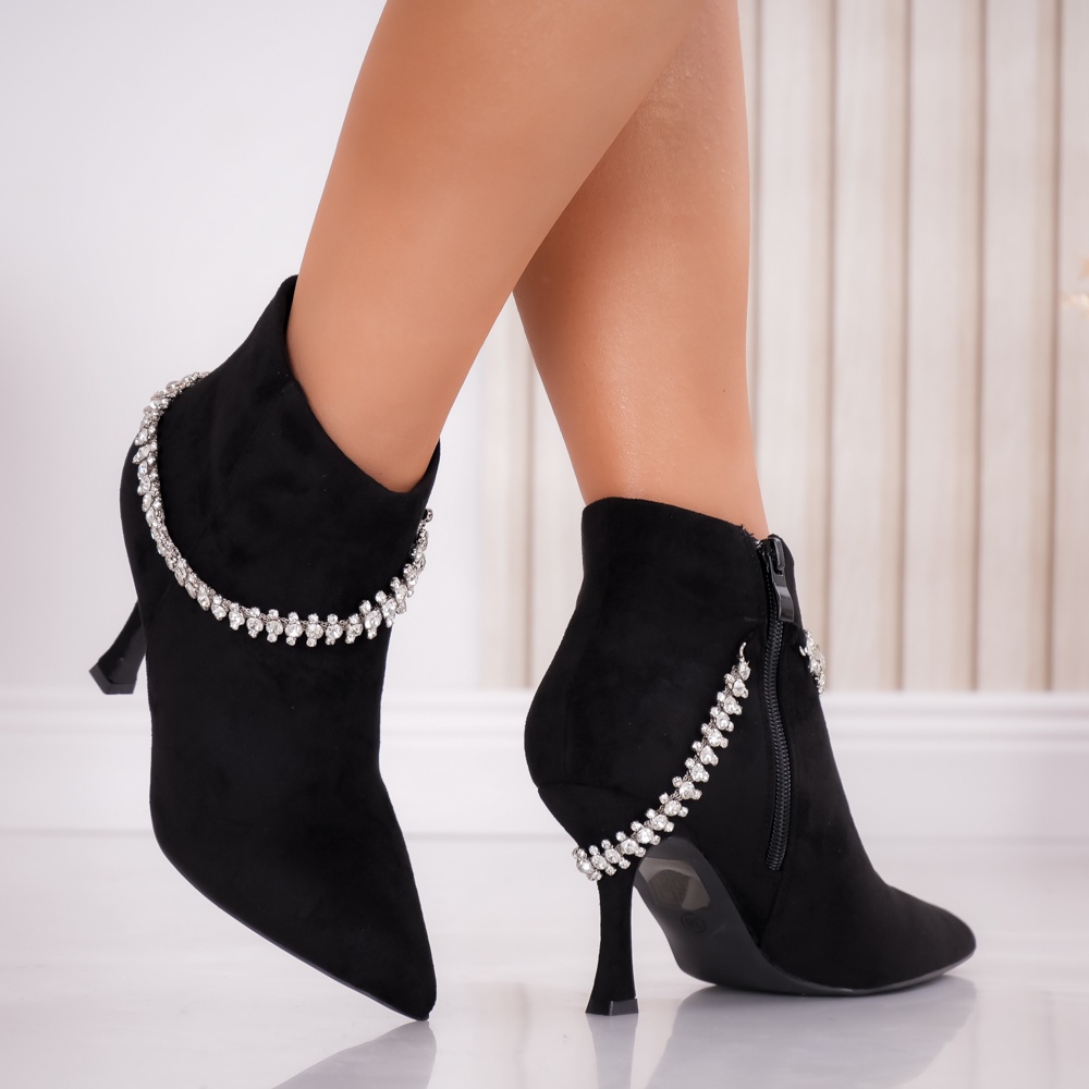 Botine dama Negre din Piele Ecologica Intoarsa Baro - poza 2