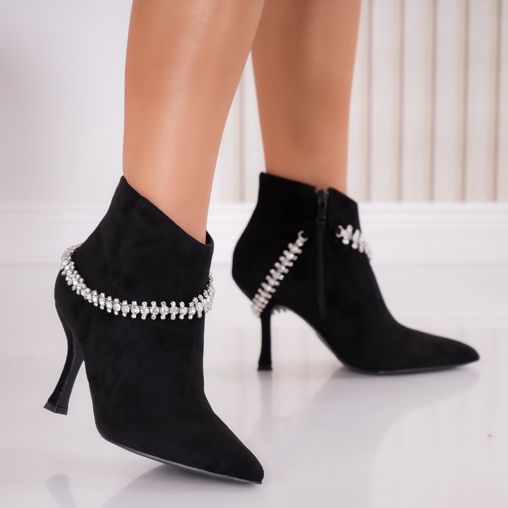 Botine dama Negre din Piele Ecologica Intoarsa Baro - poza 3
