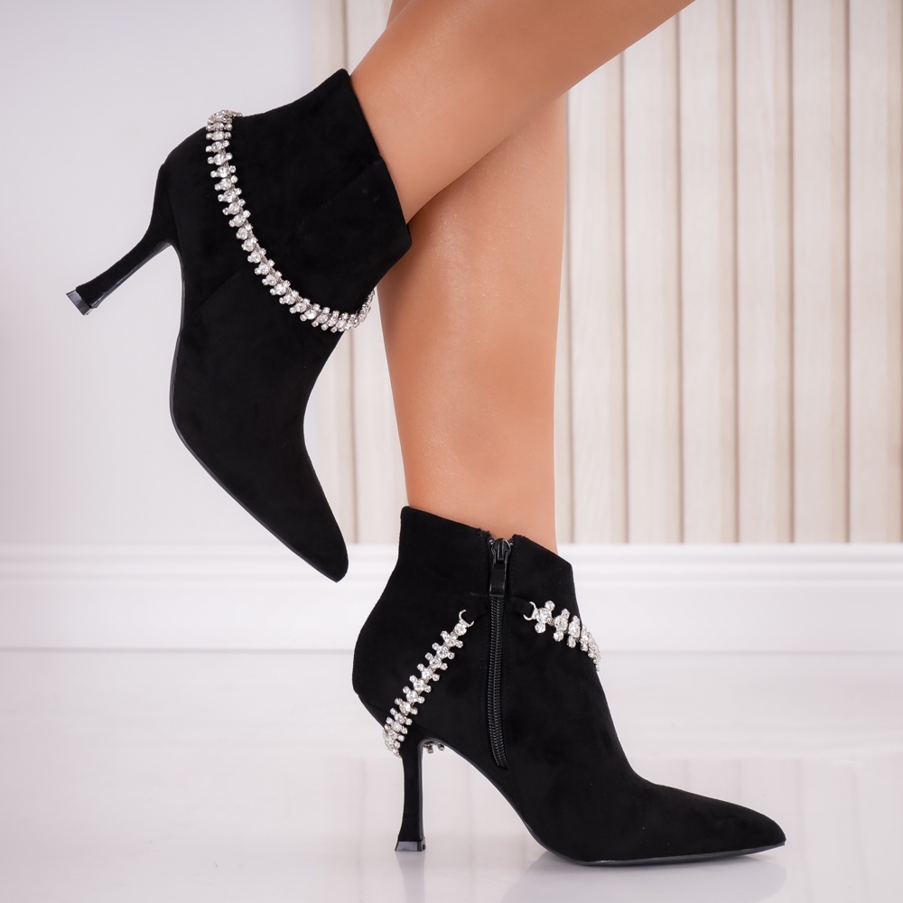 Botine dama Negre din Piele Ecologica Intoarsa Baro - poza 4