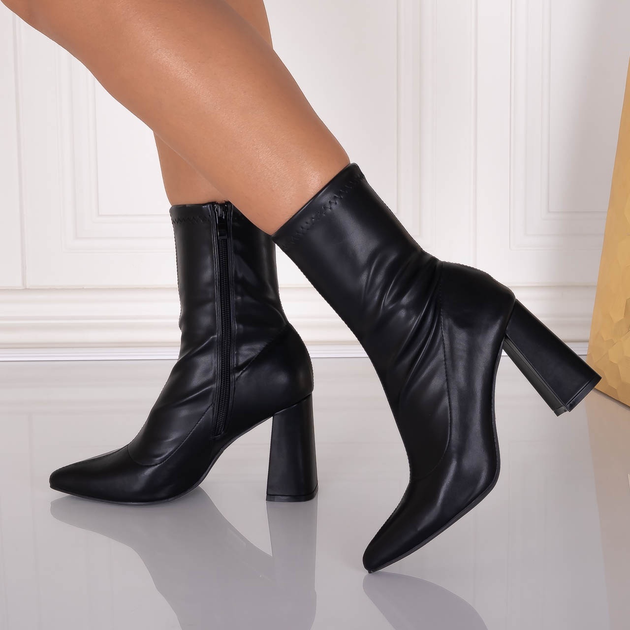 Botine dama Negre din Piele ecologica Rumia - poza 5