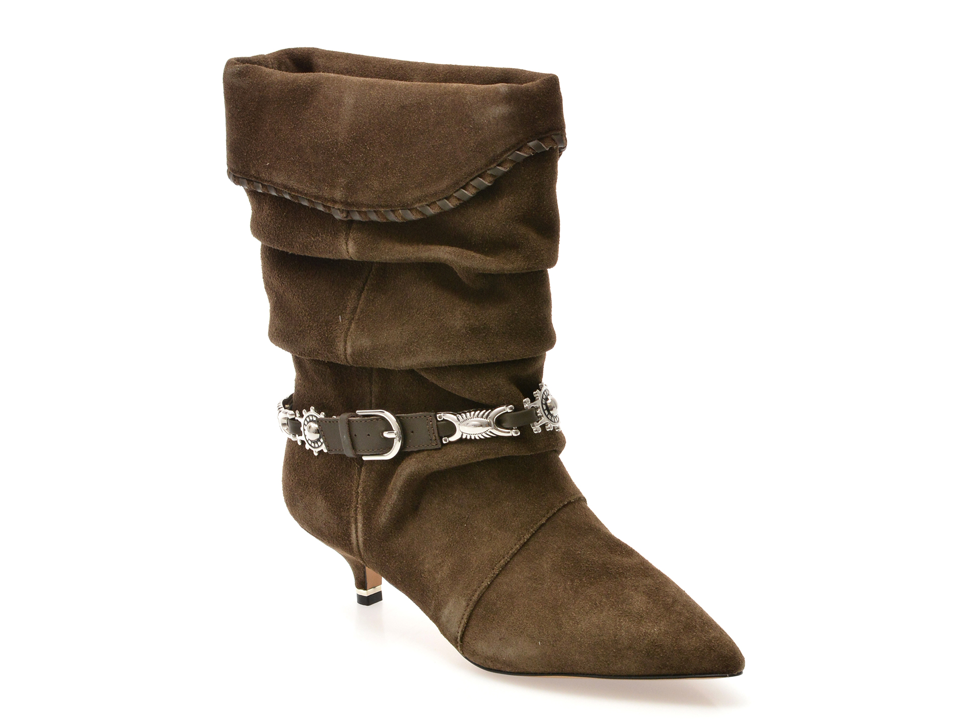 Botine elegante ALDO verzi, BOWY 340, din piele intoarsa