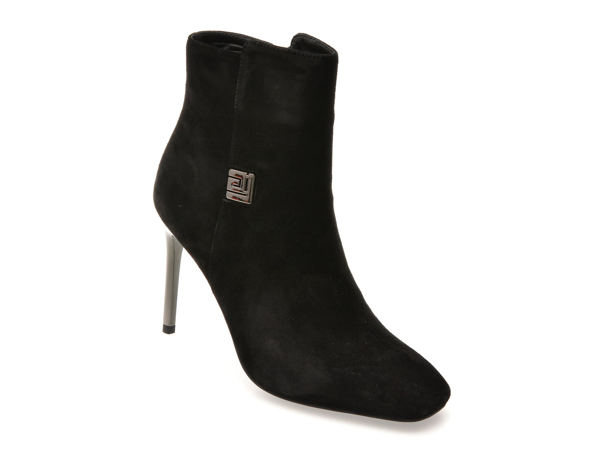 Botine elegante EPICA negre, J30822, din piele intoarsa