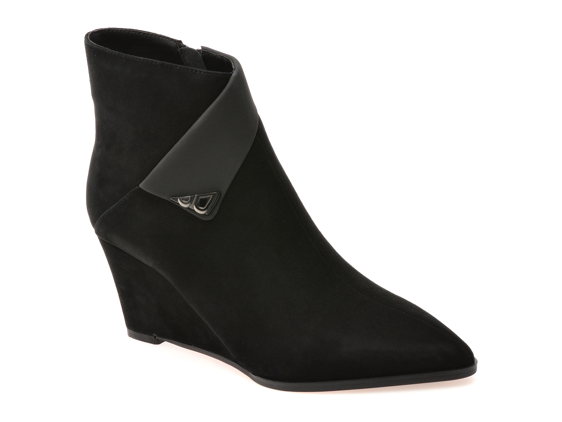 Botine elegante EPICA negre, M152B, din piele intoarsa