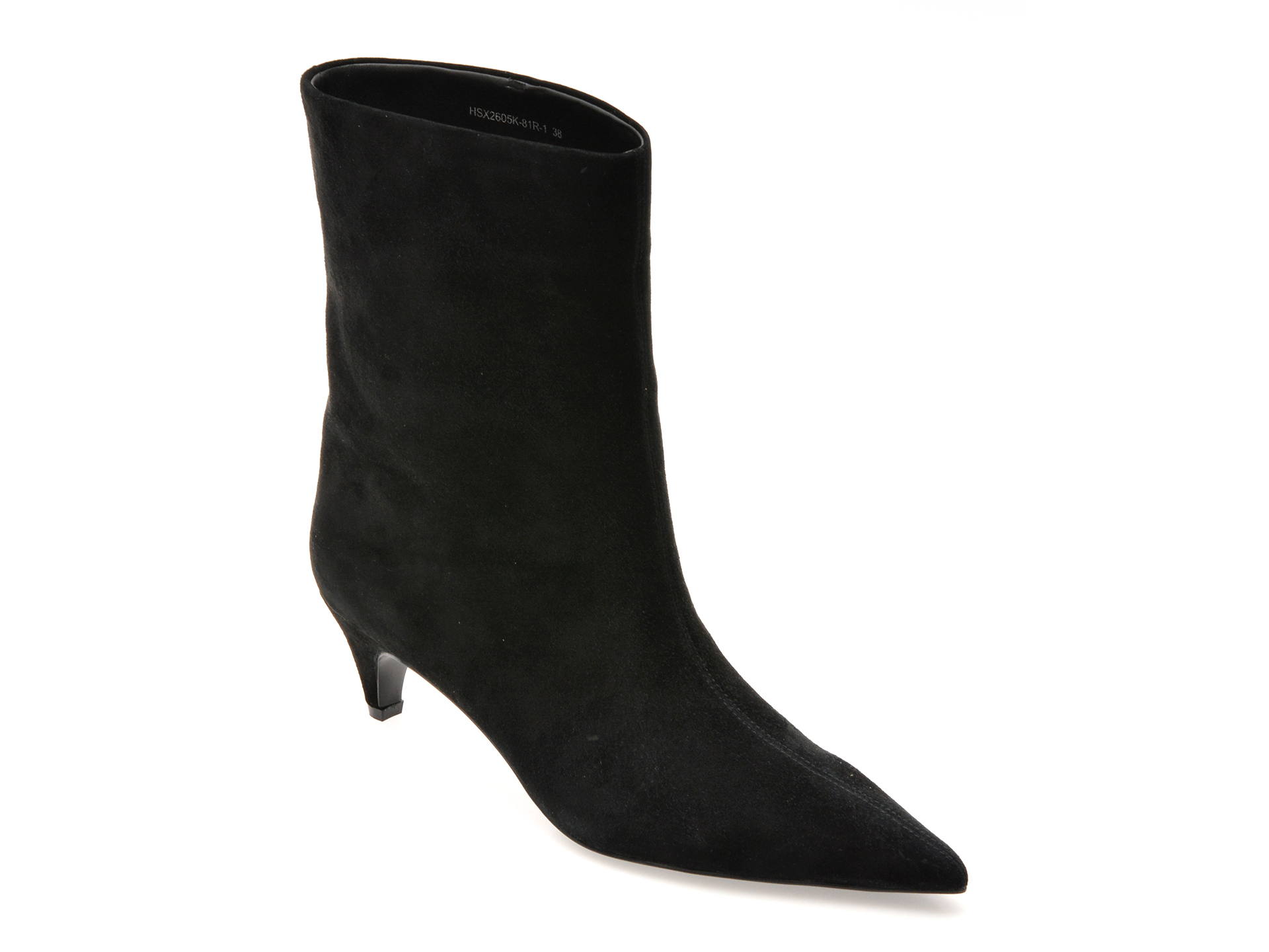 Botine elegante EPICA PREMIUM negre, 81R, din piele intoarsa