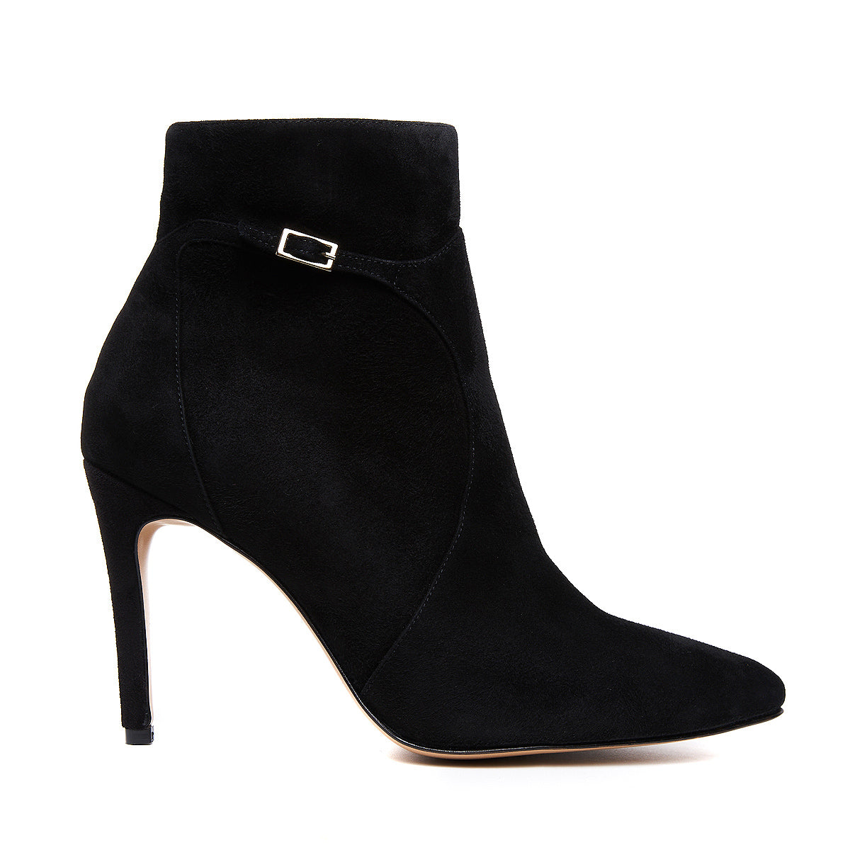 Botine Lucy Piele Intoarsa, Neagra - 37 / 8 cm