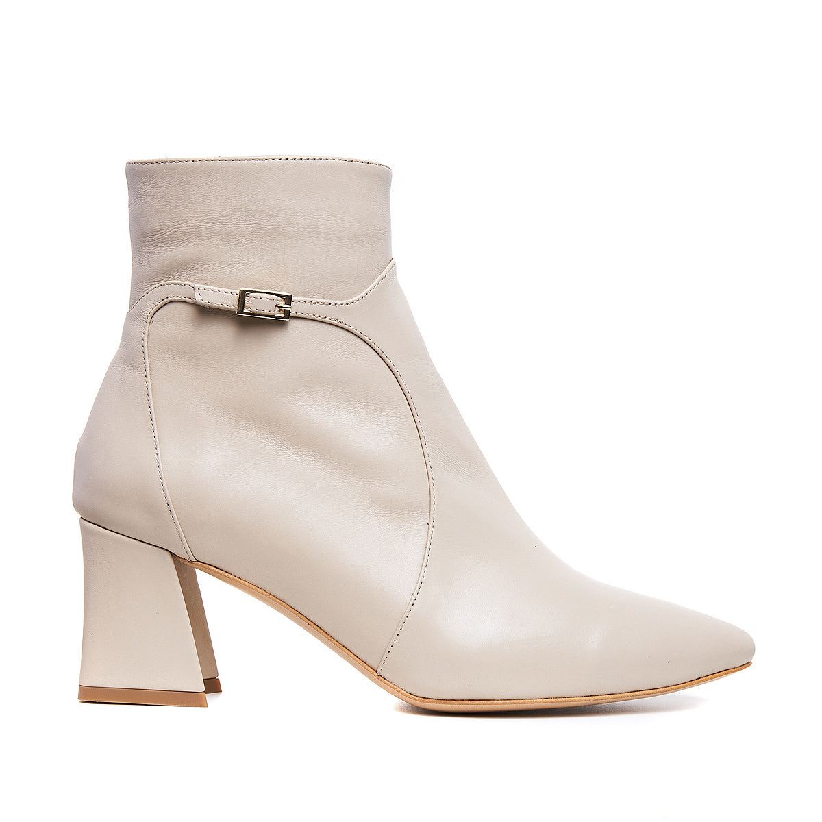Botine Lucy Piele Naturala, Alb-Unt - 41 / 8 cm