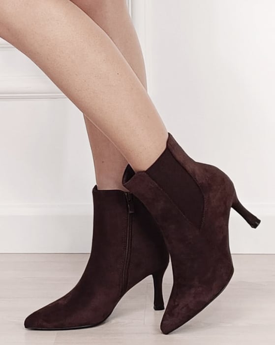 Botine maro elegante cu toc subtire BYDJ1620 116
