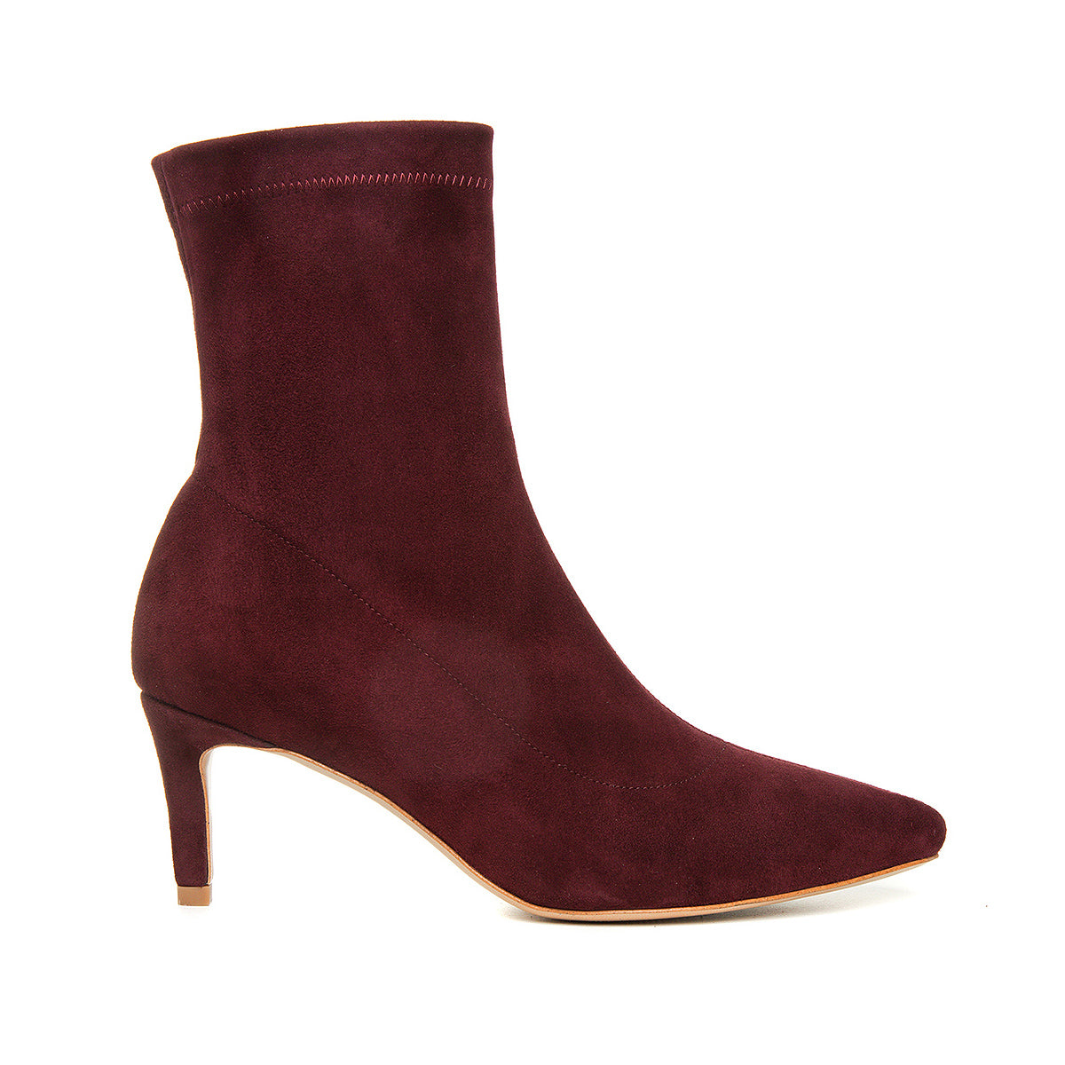 Botine Mia din Piele Intoarsa Elastica, Burgundy - Editie Limitata - 40 / 11 cm