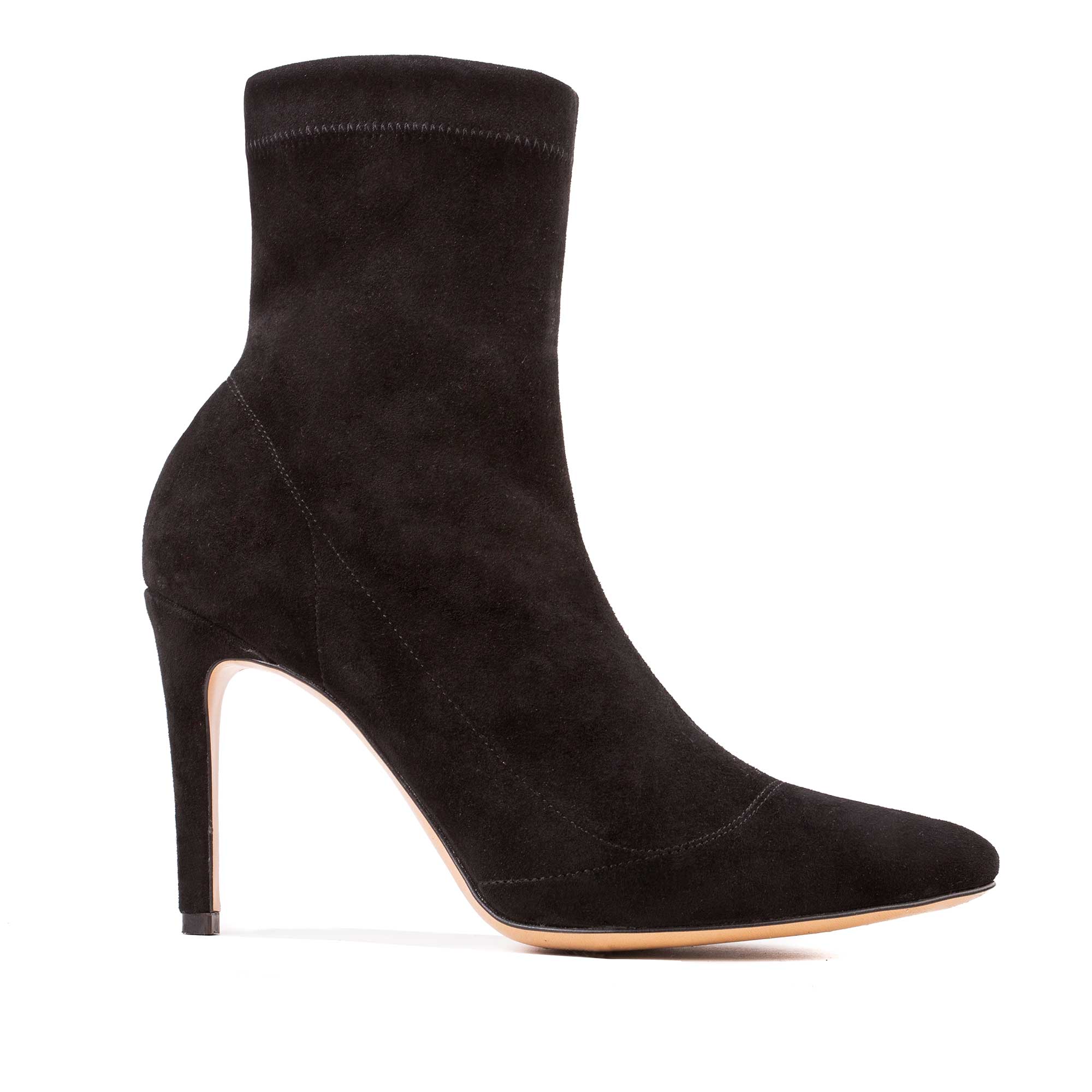 Botine Mia din Piele Intoarsa Elastica, Negre - 36 / 9.5 cm