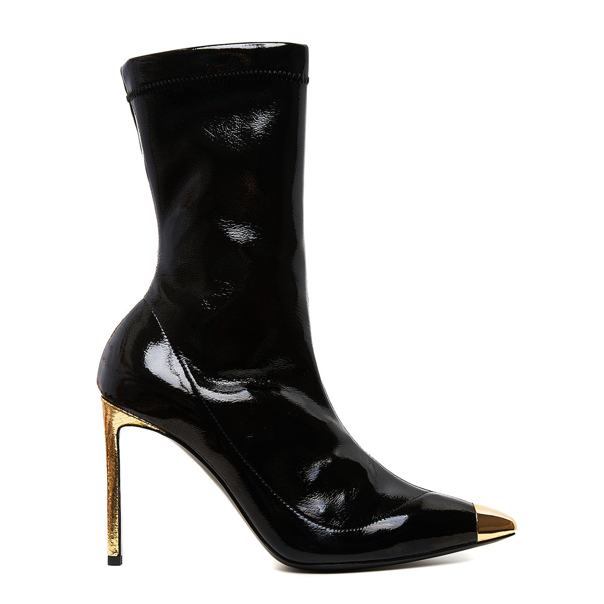 Botine Punk din Piele Ecologica Elastica, Negre - 36 / 10 cm