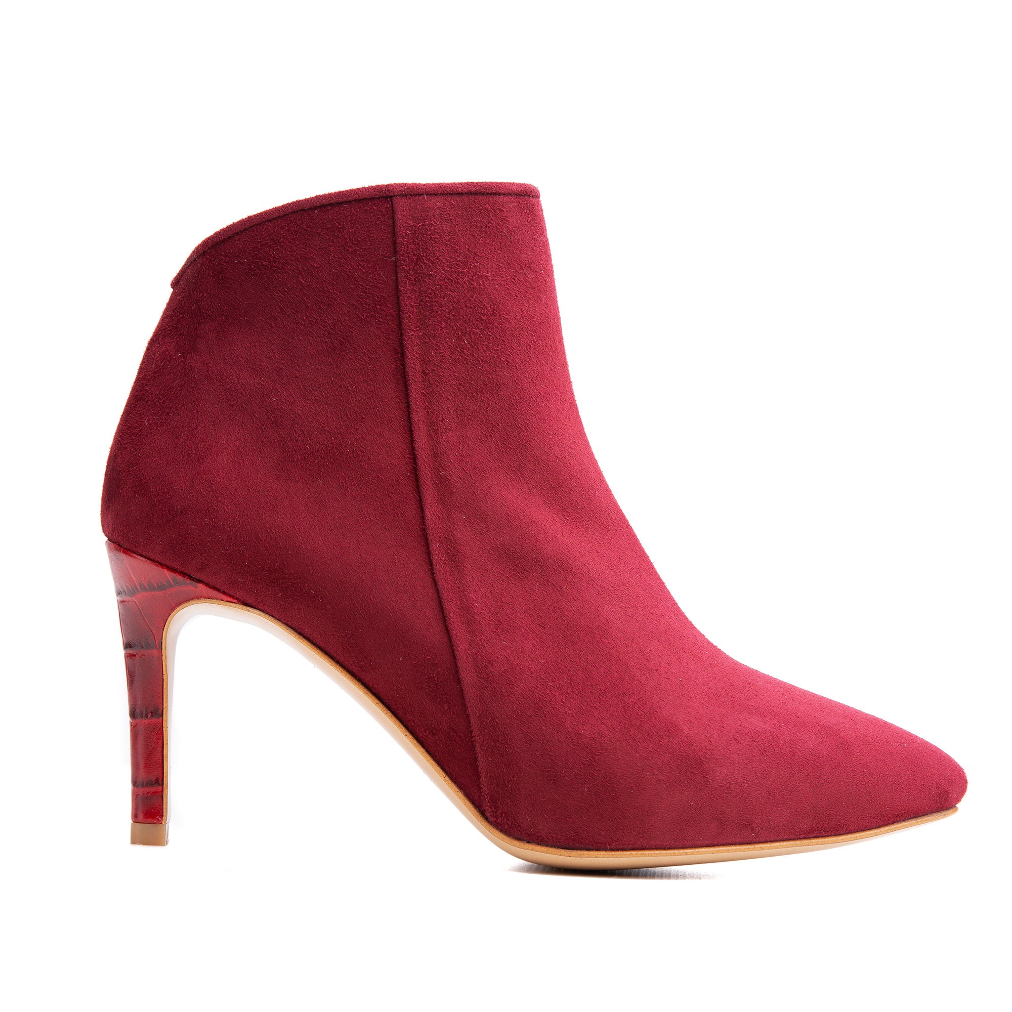 Botine Sara Piele Intoarsa, Bordeaux - 37 / 9.5 cm