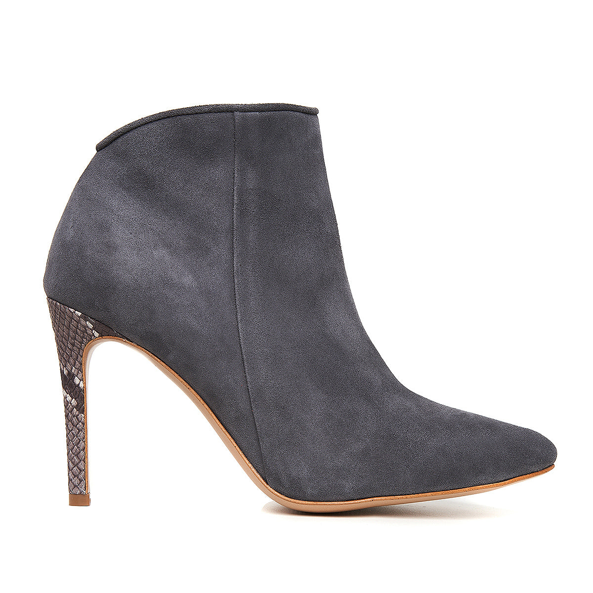 Botine Sara Piele Intoarsa, Gri - 39 / 11 cm