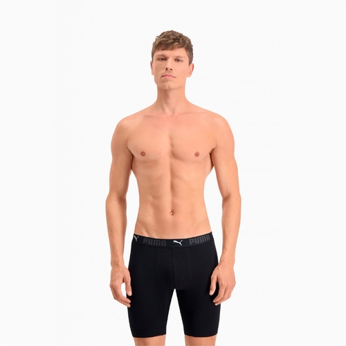 Boxeri barbati Puma Sport Cotton Long Boxer 2p Black 93552301 - poza 3