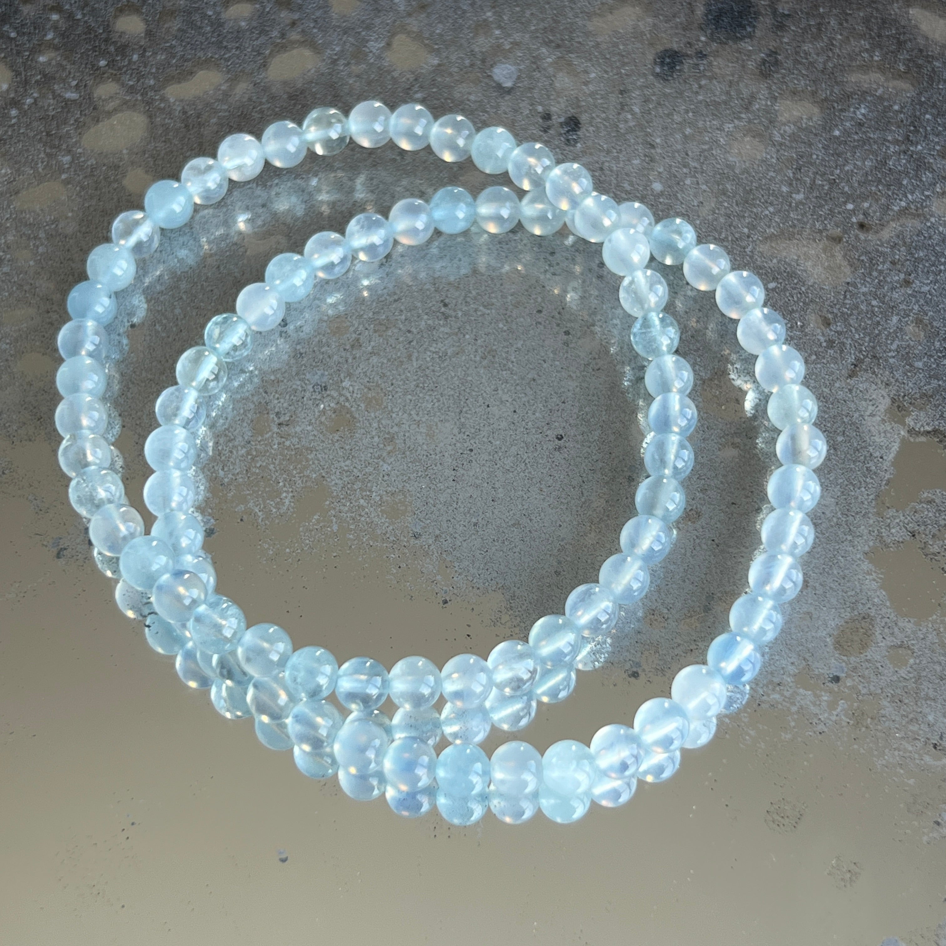 Bratara 5 mm cristal acvamarin AAA