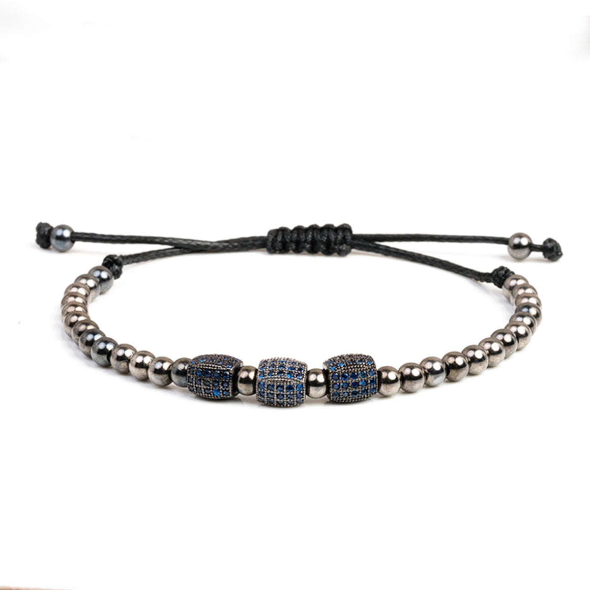 Bratara argint Greta Otto-Link Blue CZ, ajustabila, handmade