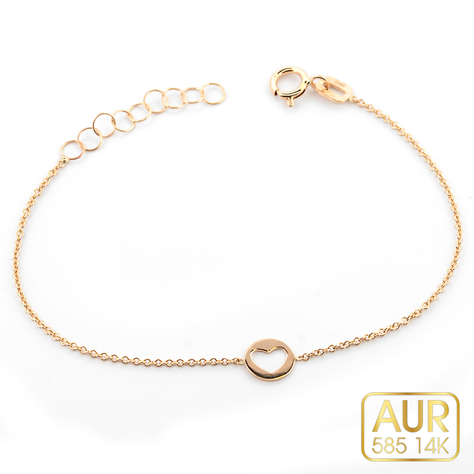 Bratara Aur 14K bebe/copii cu banut cu inimioara