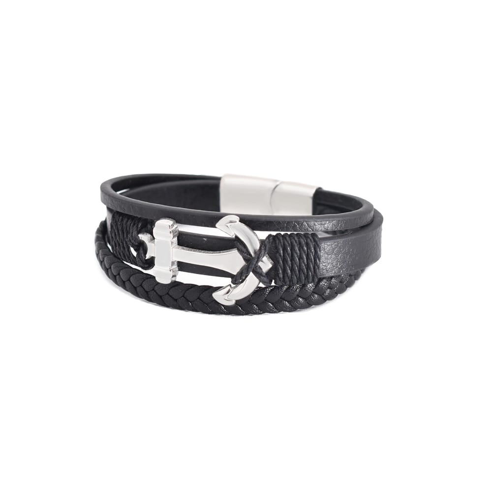 Bratara barbati din piele naturala negru Summer