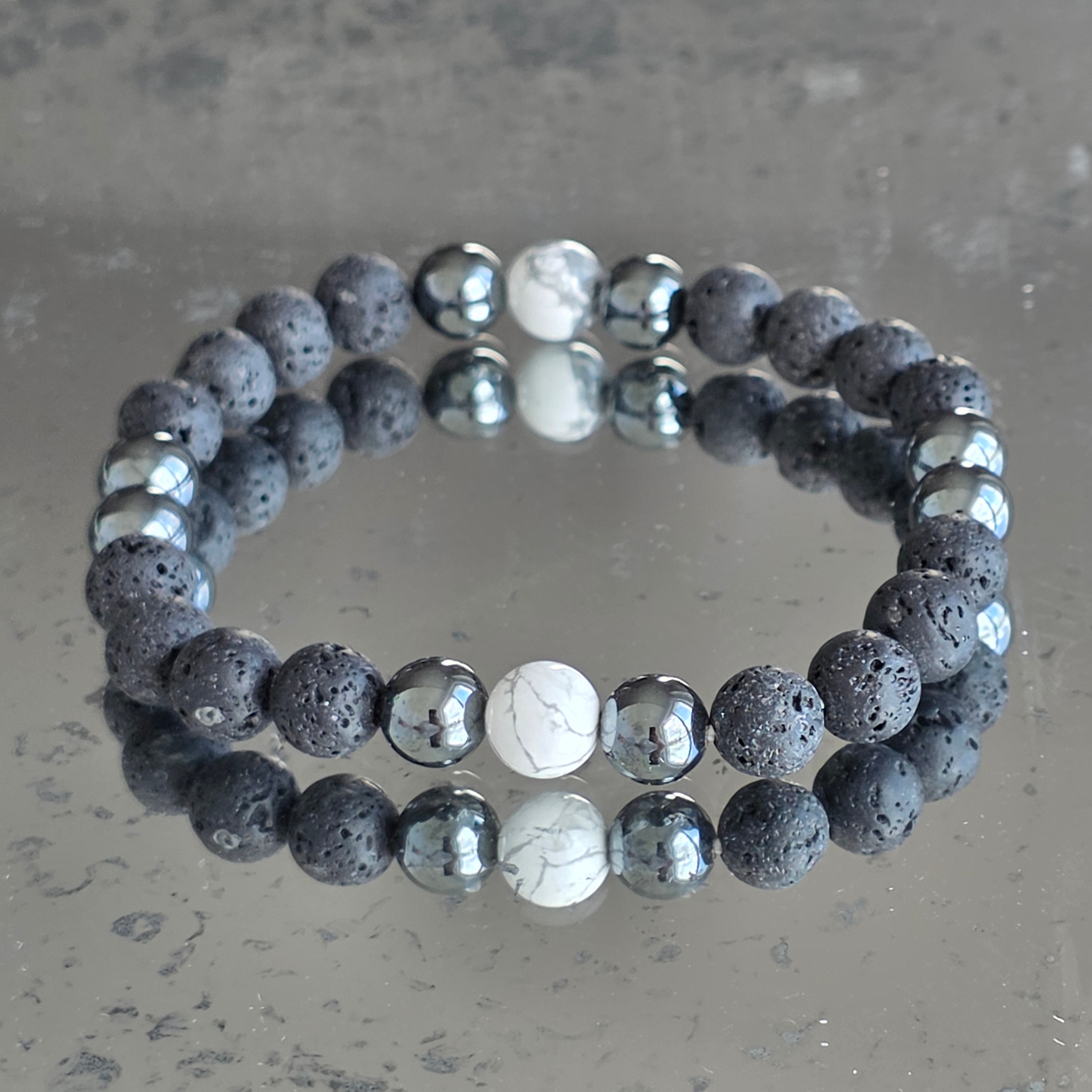 Bratara barbati lava stones cu magnesit 8 mm