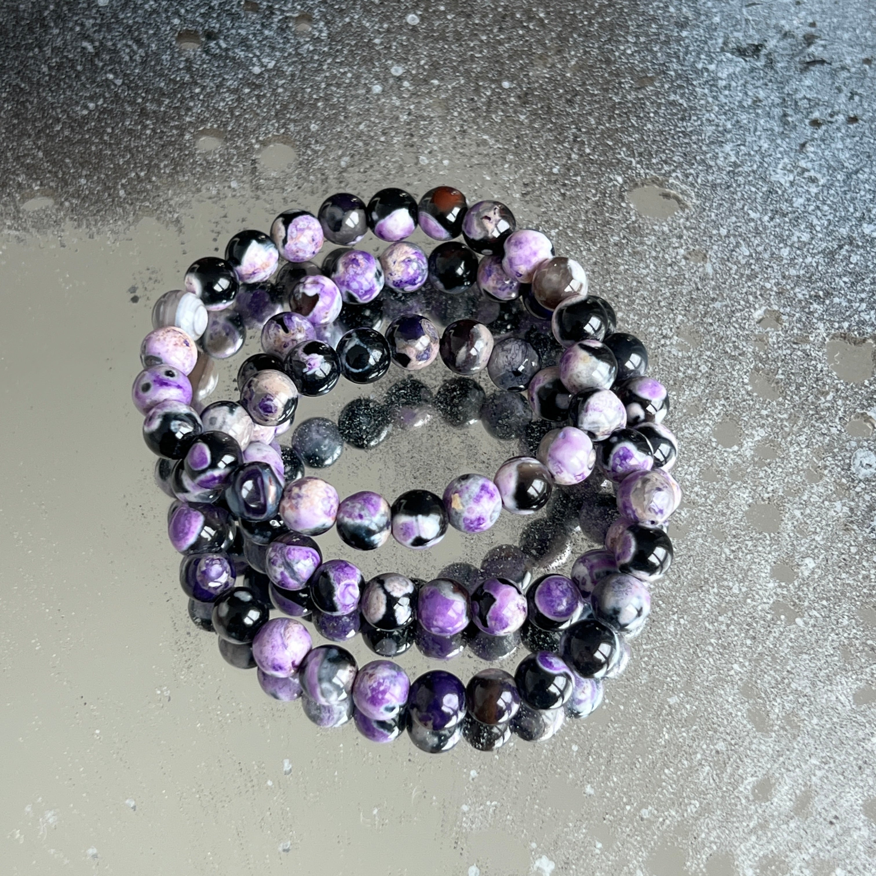 Bratara copii agat mov-negru 6 mm