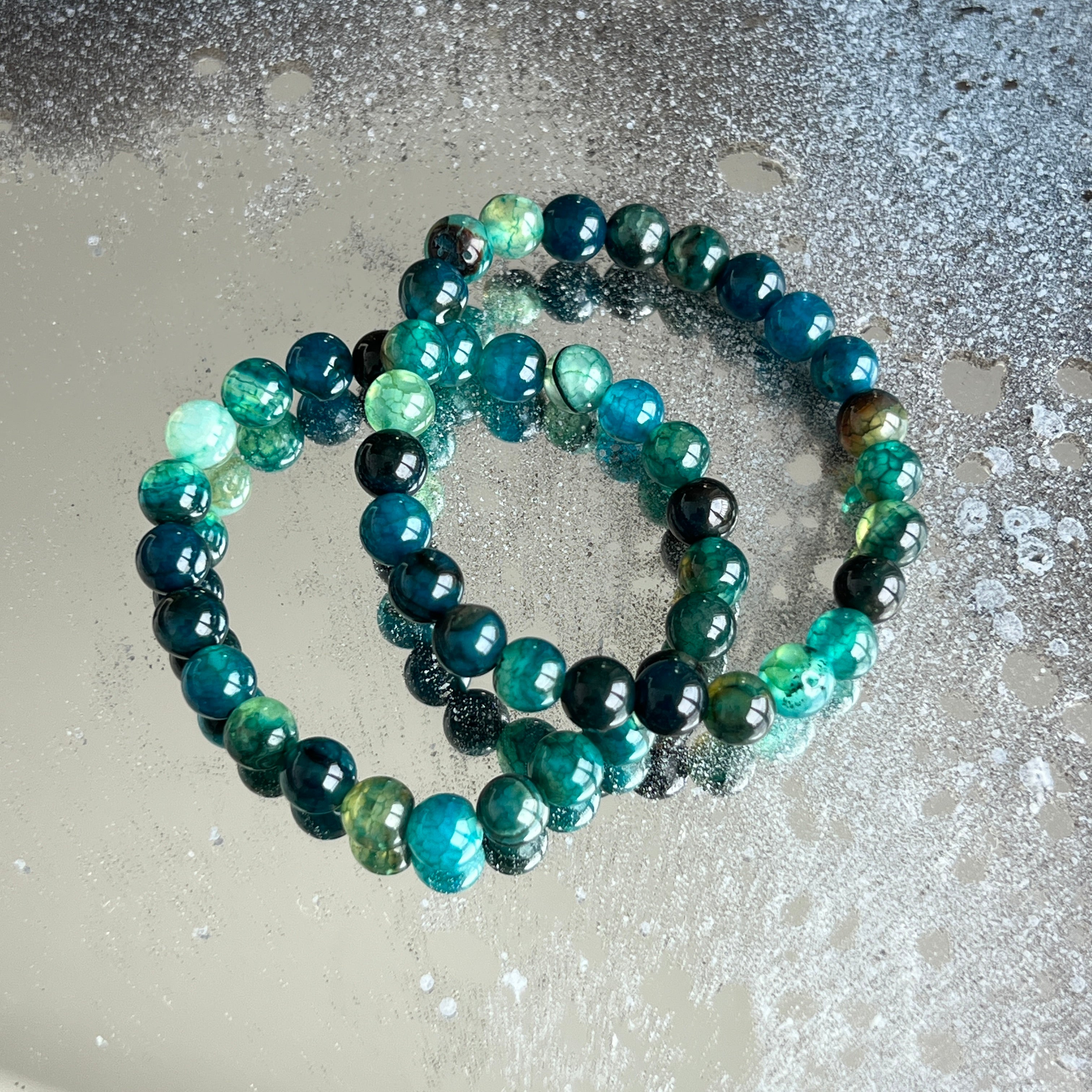 Bratara copii agat verde-albastru 6 mm