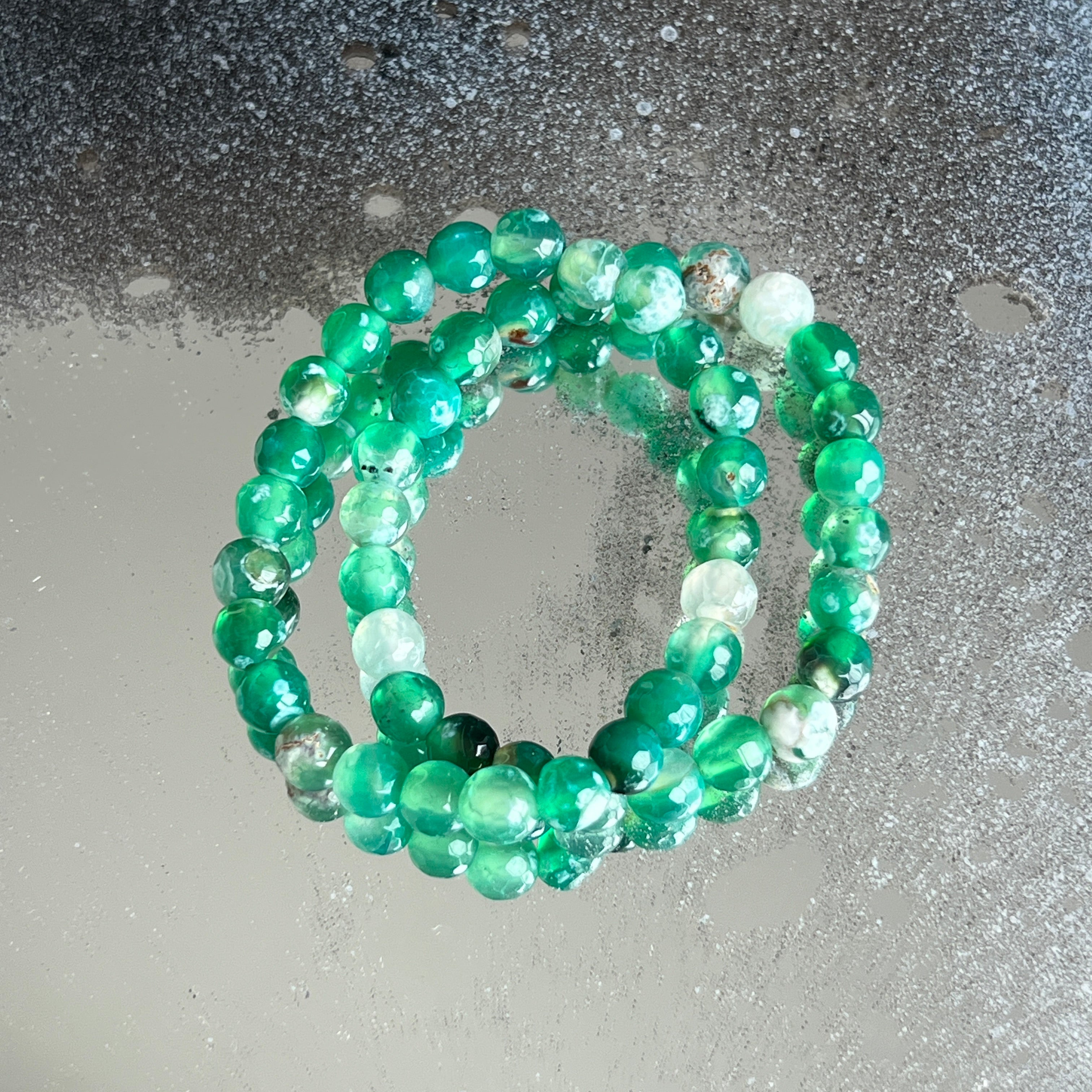 Bratara copii fatetata agat verde 6 mm | Model 2