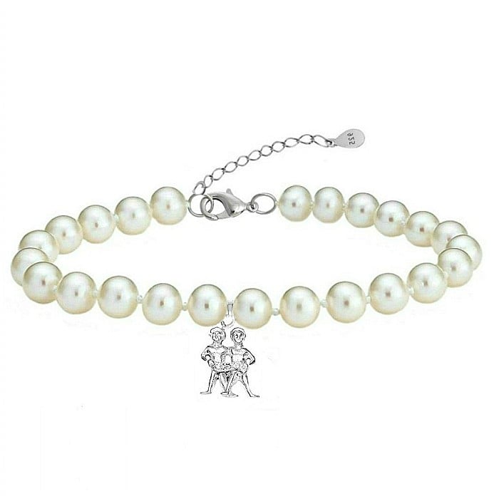 Bratara cu Perle Naturale Zodiac Gemeni, din Perle de 6 mm cu Argint 925