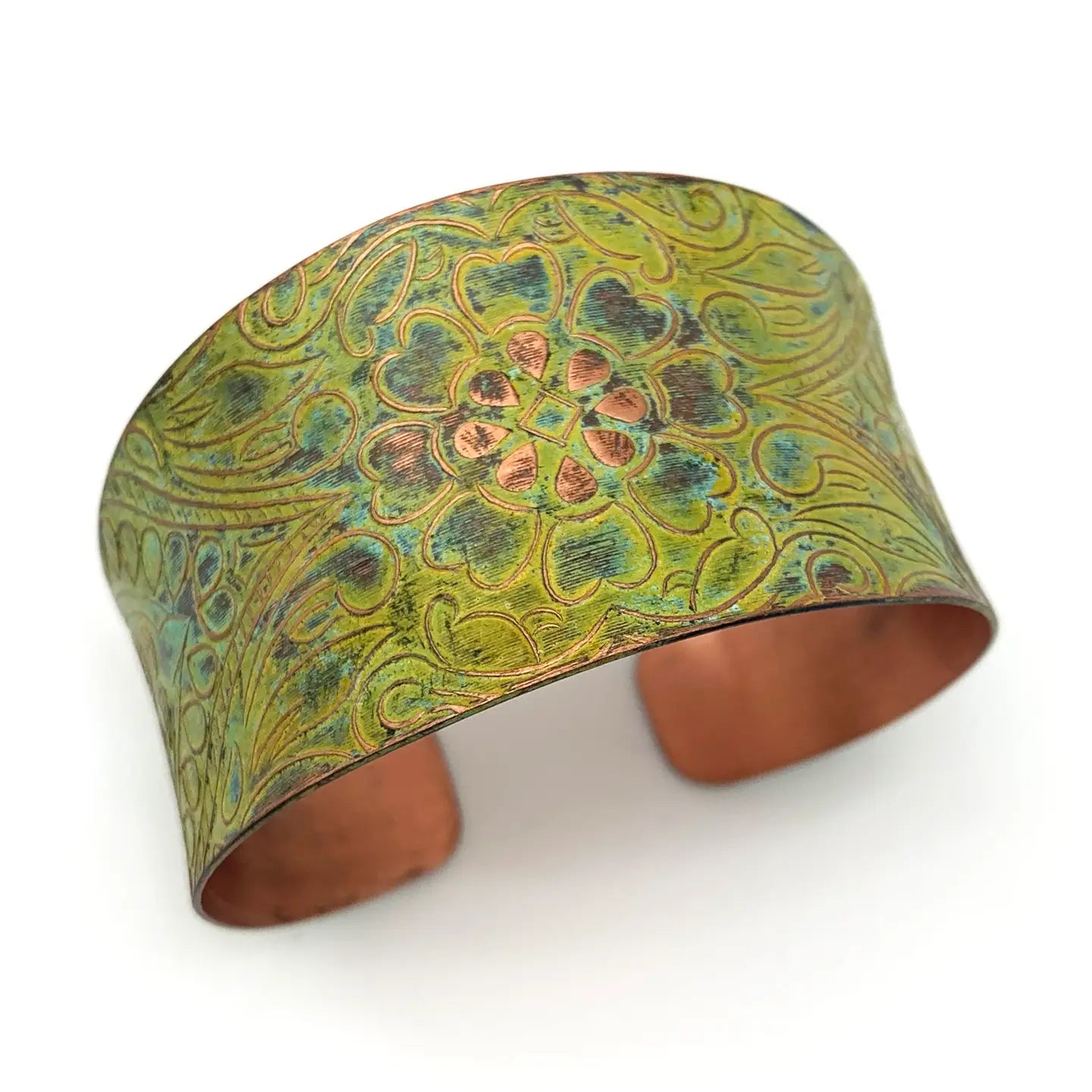 Bratara cupru patinat Light Green Floral