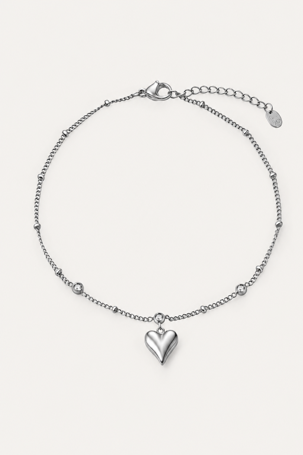 Brățară de picior Heart - Silver