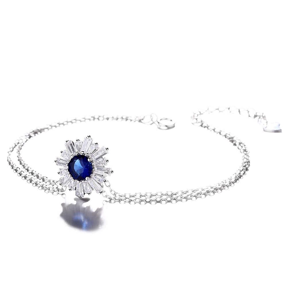 Bratara din argint 925 pentru dama, JW1602, model dublu cu zirconiu albastru, placata cu rodiu - poza 3