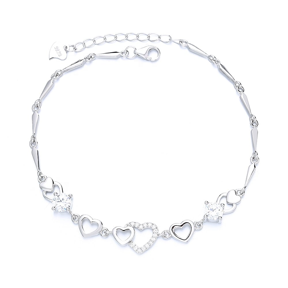 Bratara din argint 925 pentru dama, JW1607, model inimioare, placata cu rodiu - poza 1