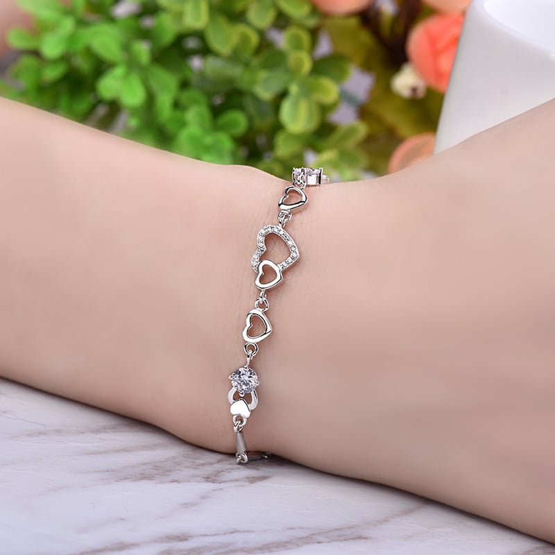 Bratara din argint 925 pentru dama, JW1607, model inimioare, placata cu rodiu - poza 3