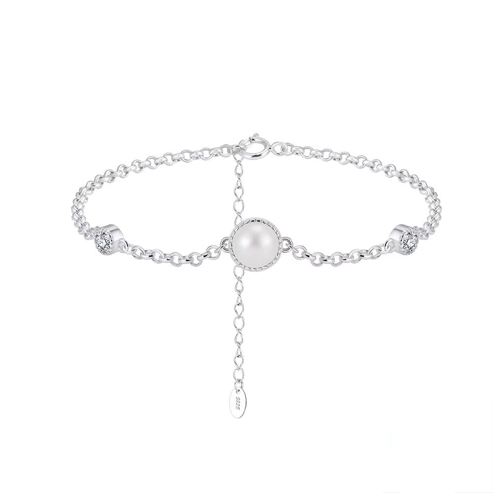 Bratara din argint 925 pentru dama, JW1701, model elegant cu perla, placata cu rodiu