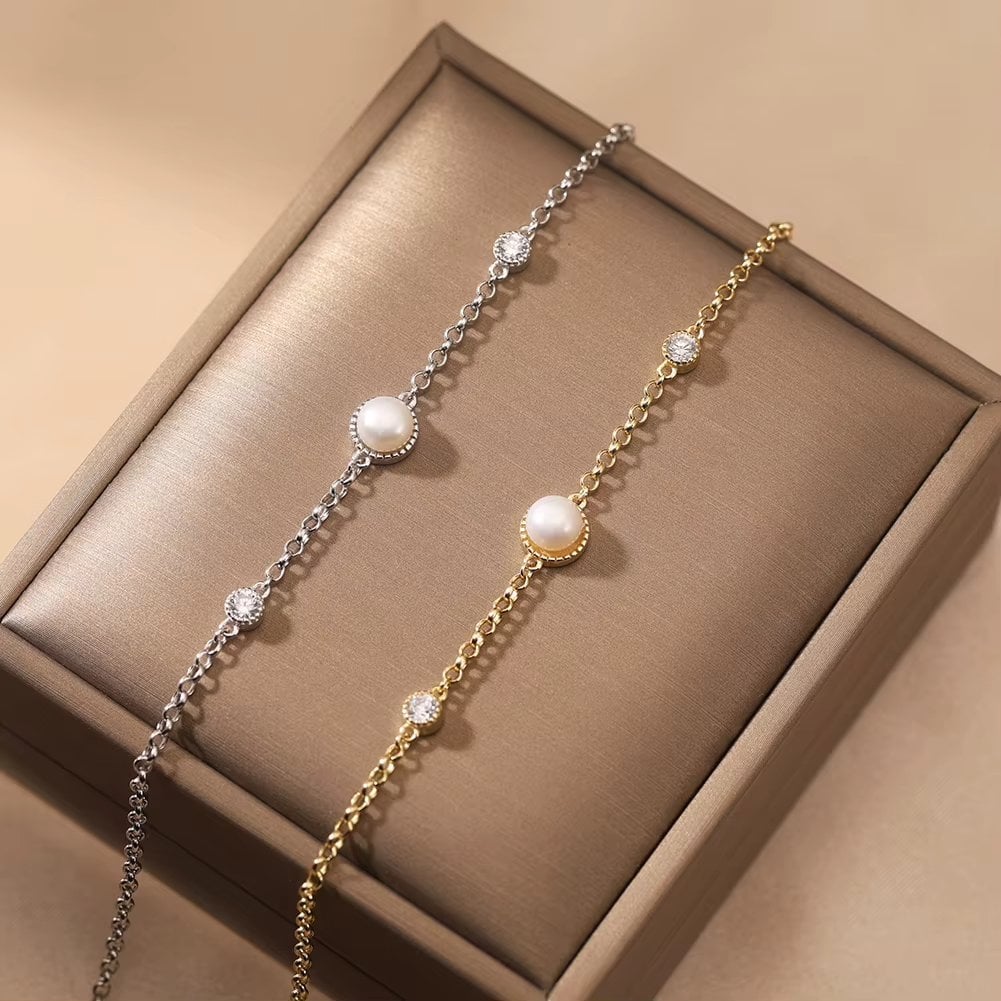 Bratara din argint 925 pentru dama, JW1701, model elegant cu perla, placata cu rodiu - poza 3
