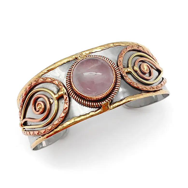 Brățară din cupru si alama | Rose Quartz