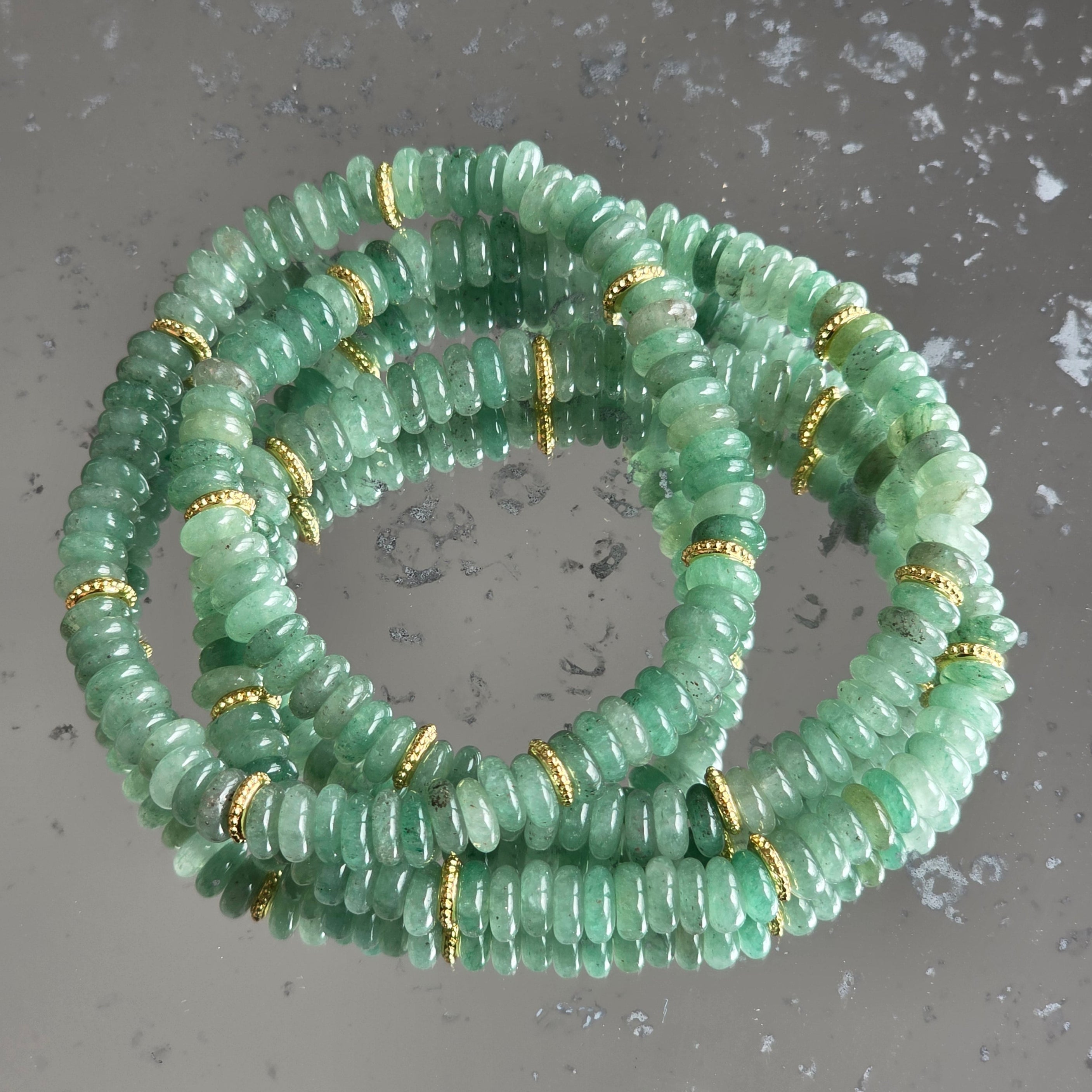 Bratara discuri aventurin si insertii aurii – 6x2 mm