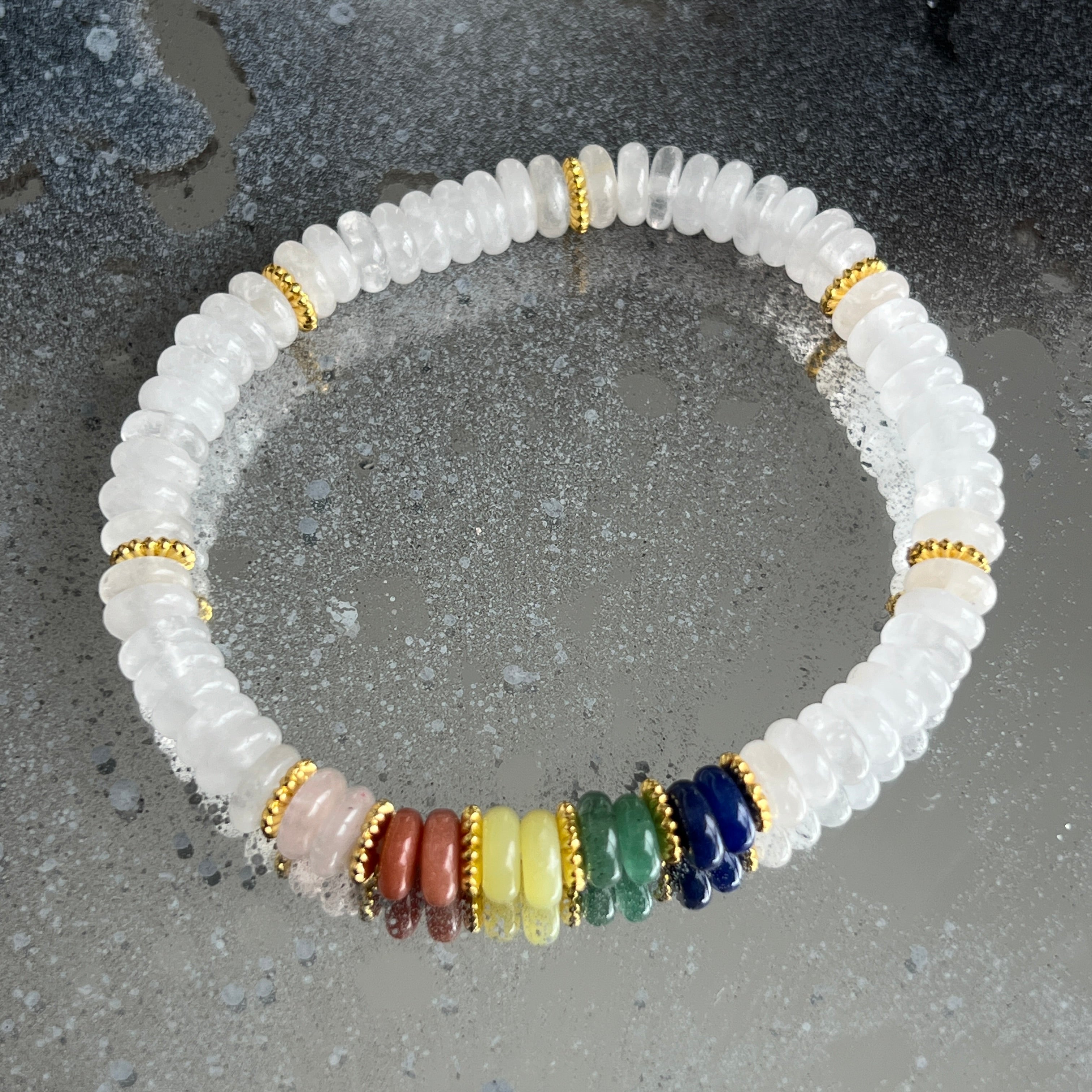 Bratara discuri cuart incolor | 7 chakre