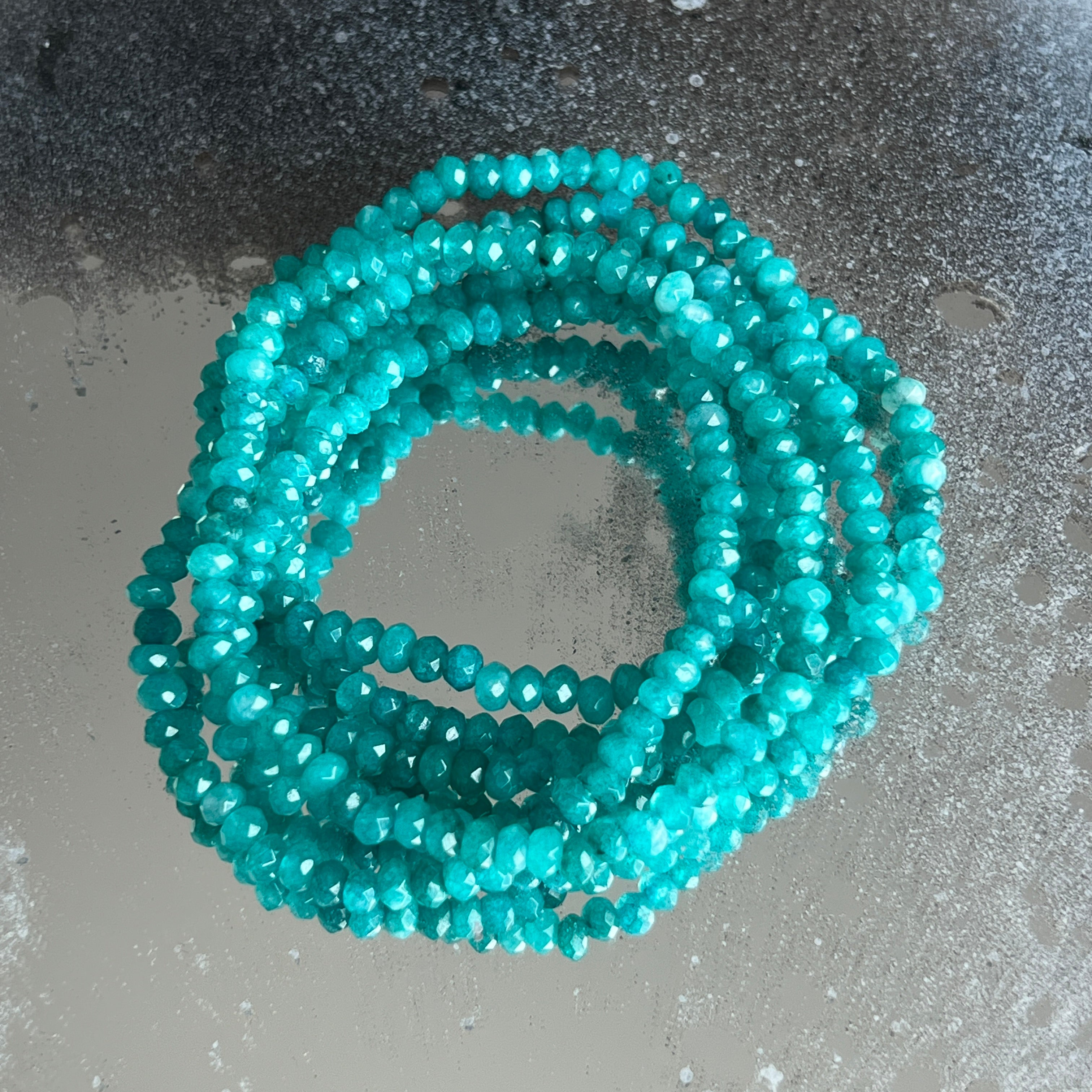 Bratara discuri fatetata agat verde turcoaz 4x3 mm