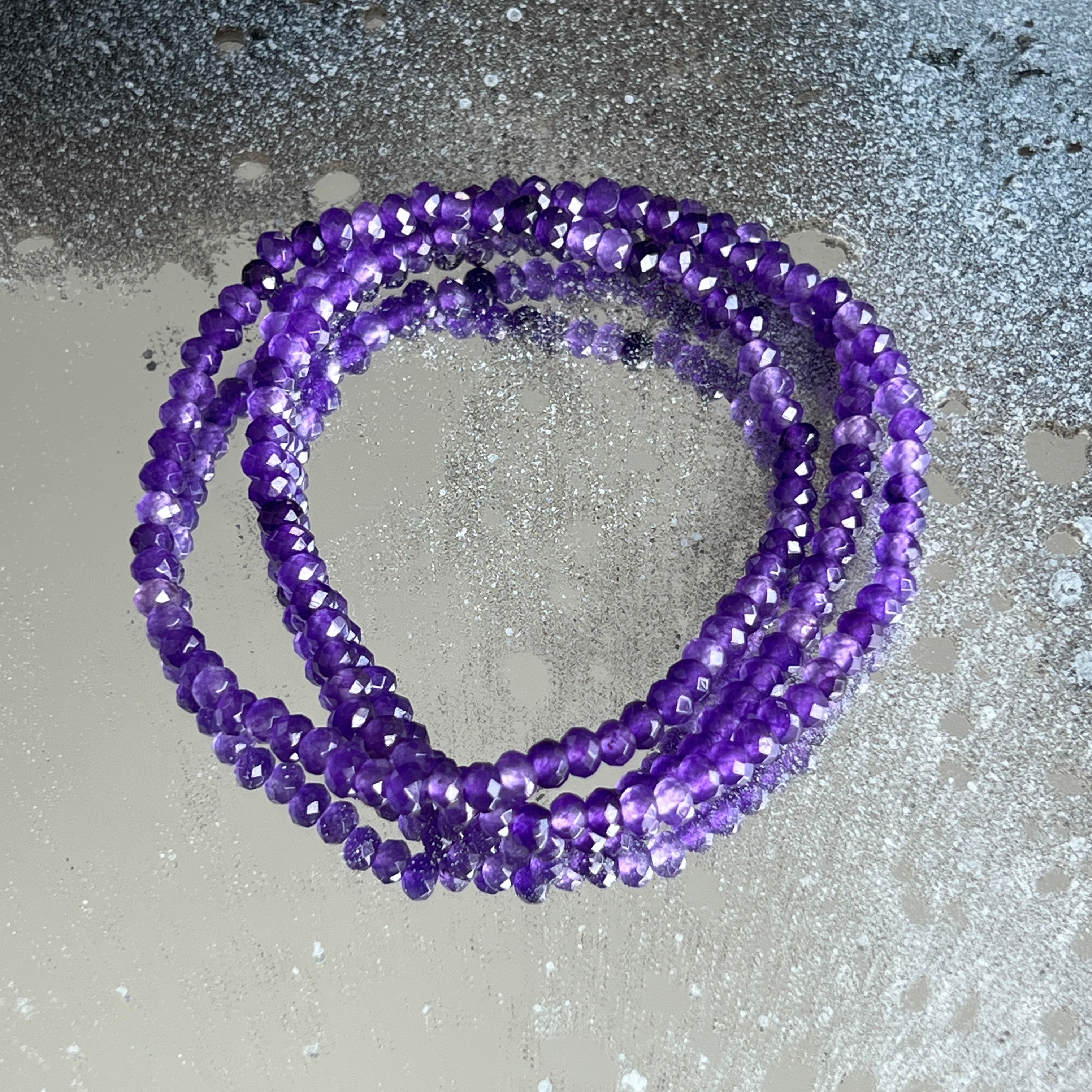 Bratara discuri fatetate agat mov inchis 4x3 mm