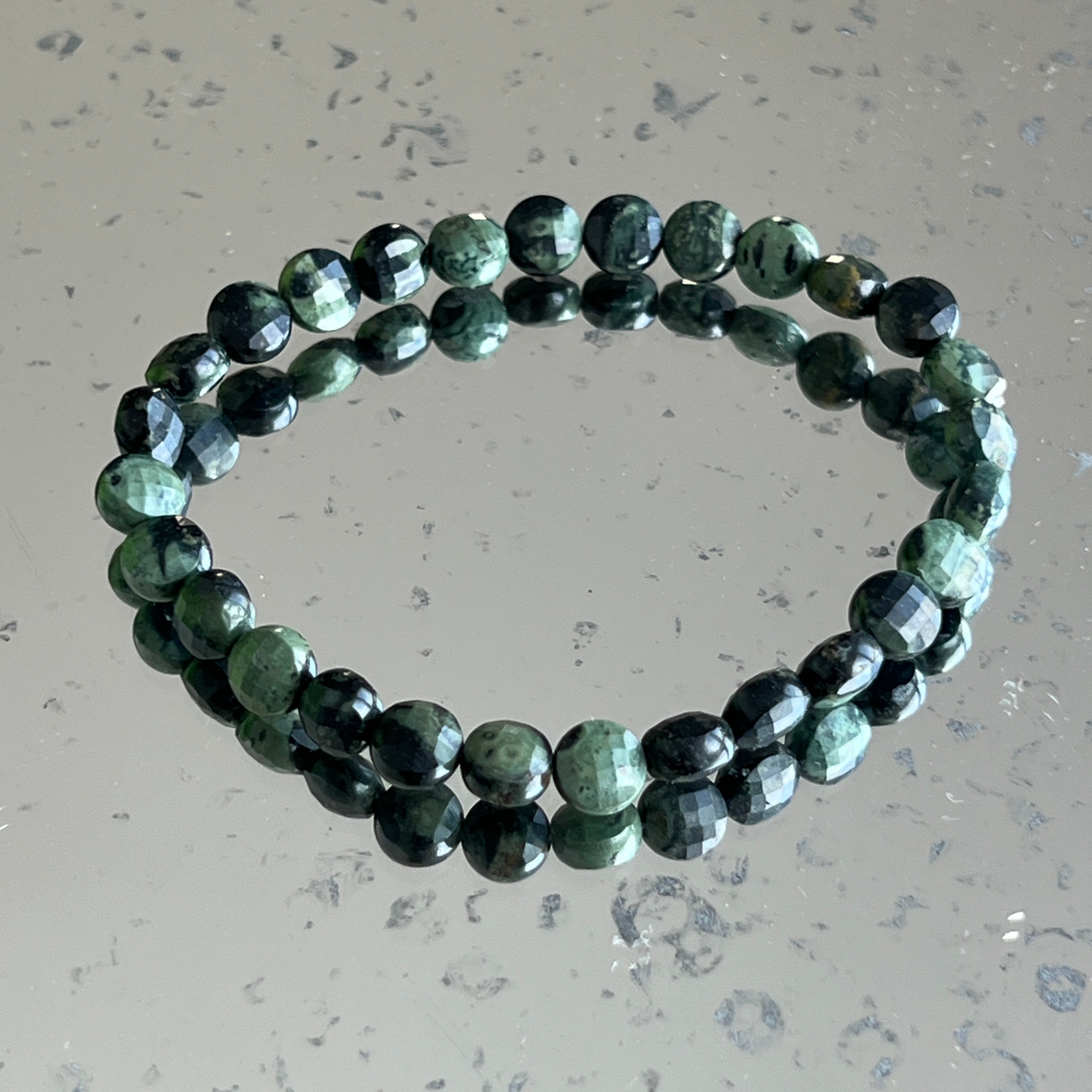 Bratara discuri fatetate jasp kambaba 6x4 mm